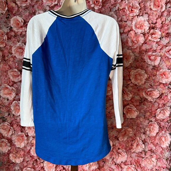 PINK Victoria’s Secret (Small) Blue Quarter Sleeve 'PINK' Top - Picture 6 of 7